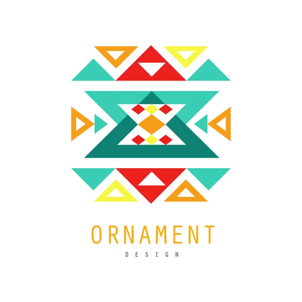 Ornament Logo Vorlage, bunte kunstvolle Muster mit geometrischen Formen Vektorillustration — Stockvektor