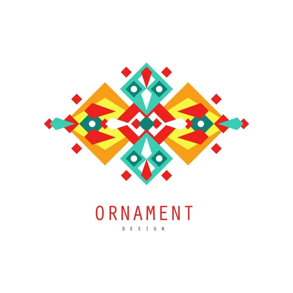 Ornament Design Logo Vorlage, bunte kunstvolle Muster mit geometrischen Formen Vektorillustration — Stockvektor
