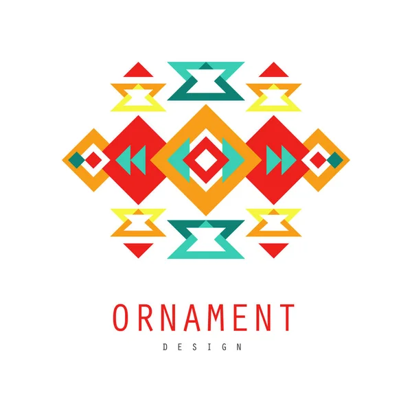 Ornament Logo Design, bunte ethnische kunstvolle Muster mit geometrischen Formen Vektorillustration — Stockvektor