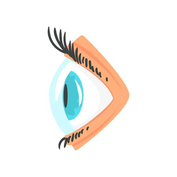 Menselijk oog met contact lens kant weergave cartoon vector illustratie — Stockvector
