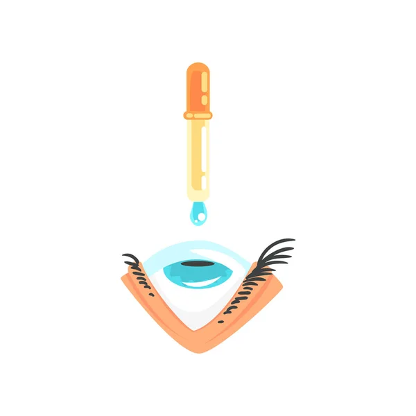 Menschliches Auge und Pipette, Eyedropper Cartoon Vektor Illustration — Stockvektor