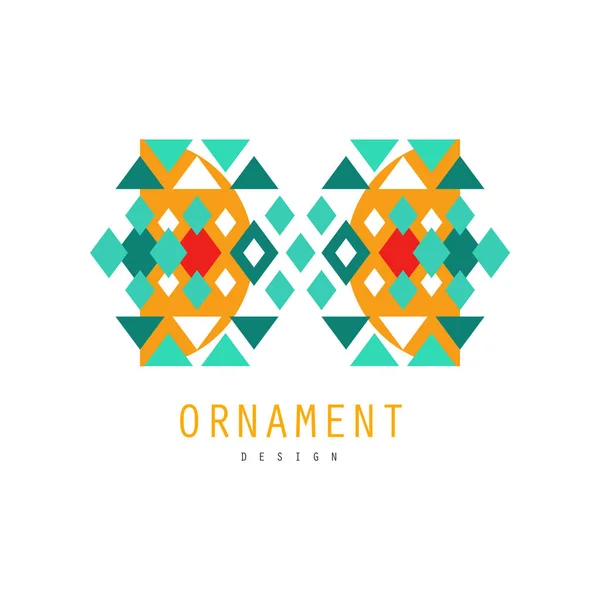 Ornament Logo Design, bunte dekorative abstrakte Abzeichen, Emblem, kunstvolle Muster mit geometrischen Formen Vektorillustration — Stockvektor