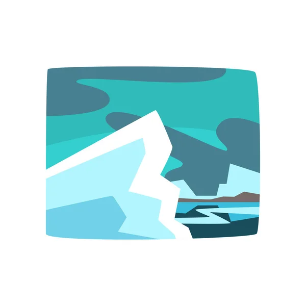 Montagnes enneigées, magnifique paysage d'hiver arctique, illustration vectorielle horizontale — Image vectorielle