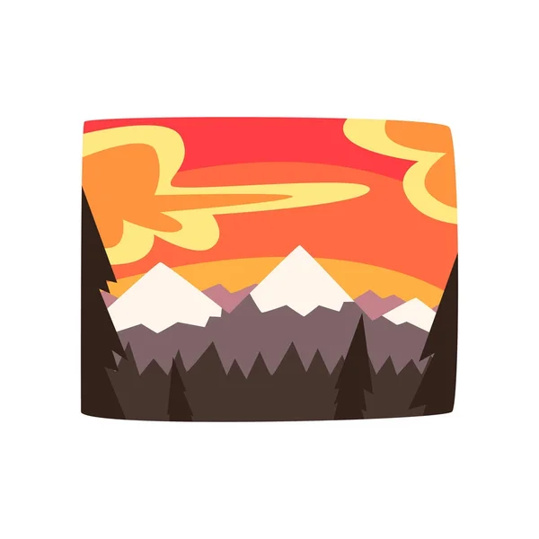 Скелясті гори на заході сонця, красивий ландшафтний фон природи, горизонтальні Векторні ілюстрації — стоковий вектор