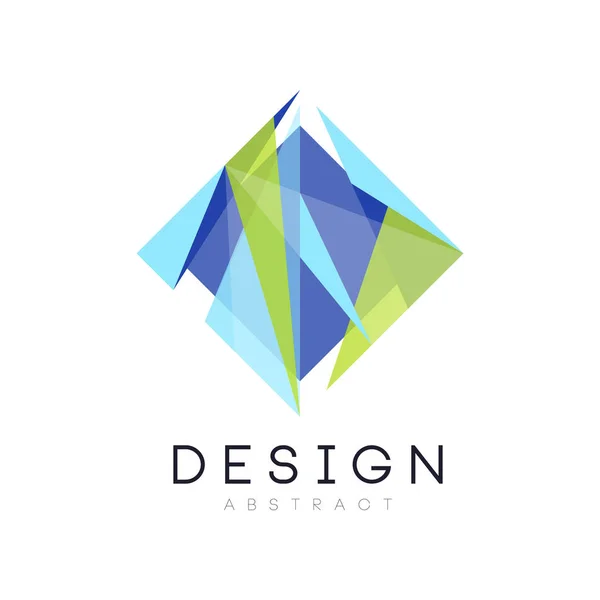 Design astratto del logo da figure geometriche. Identità di branding aziendale nei colori blu e verde sfumato. Elemento vettoriale per etichetta, distintivo o emblema — Vettoriale Stock