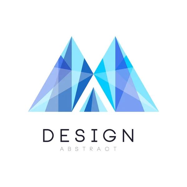 Creative crystal logo template. Abstract emblem in gradient blue color. Original vector design for business corporate, IT-company, mobile app or web site