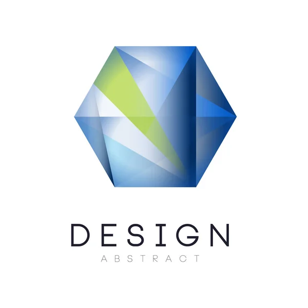 Oryginalne logo w formie heksagonalny. Geometrycznej ikona w gradientu kolory niebieski i zielony. Wektor wzór dla firmy insygnia, wizytówki lub witryny sieci web — Wektor stockowy
