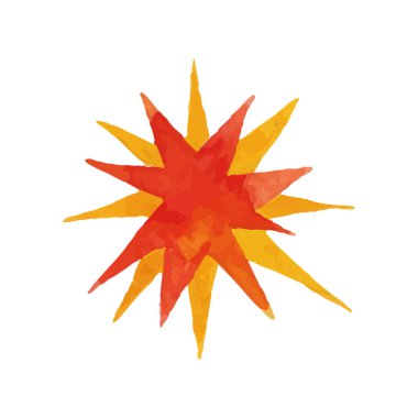Etkisi iki renkli köşeli yıldız şeklinde bang. Kadar üfleme. Suluboya resim kırmızı ve turuncu renklerde. Vektör sketchbook kapak, çocuk s kitabı veya poster