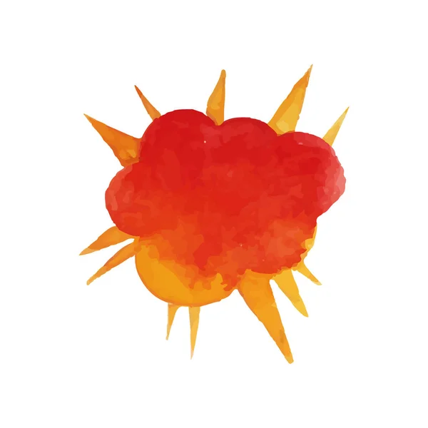 Suluboya boom kırmızı ve turuncu renklerde. Patlama etkisi. Çocuk çizilmiş stil ver. Soyut vektör tasarım öğesi kitap kapağı, kartpostal veya poster — Stok Vektör