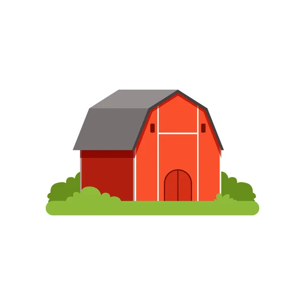 Granero rojo, edificio de la granja, vector de objeto de vida rural Ilustración — Archivo Imágenes Vectoriales
