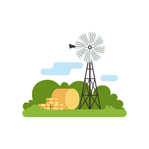 Ancienne ferme éolienne vecteur Illustration — Image vectorielle