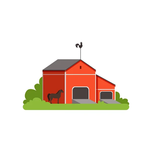 Czerwonej stodole, gospodarstwo agroturystyczne, budowa, wsi życia obiektu wektor ilustracja — Wektor stockowy