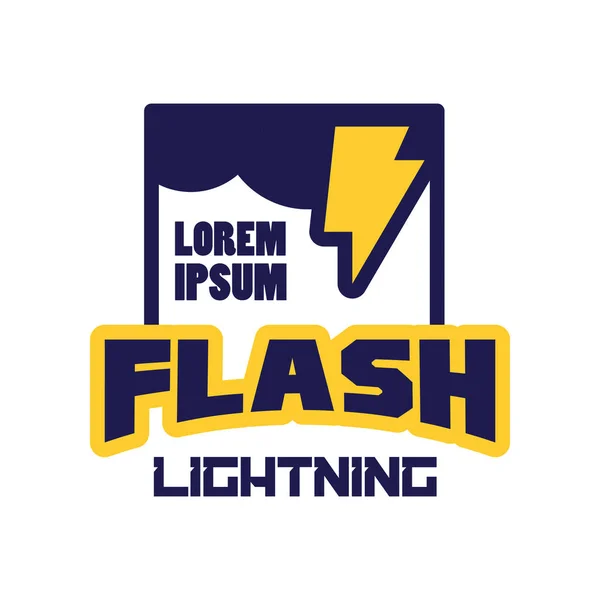 Flash lightning logo, badge with lightning symbol, design element for company identity vector Illustration — Stock Vector