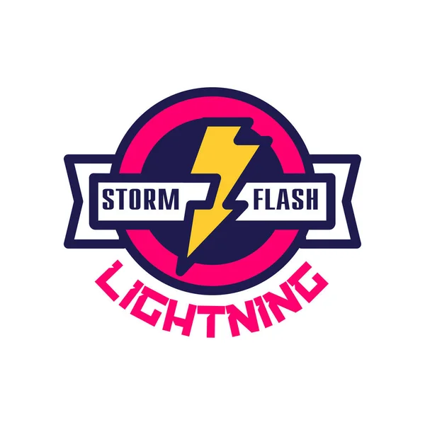 Storm flash lightning logo, badge with lightning symbol, design element for company identity vector Illustration — Stock Vector