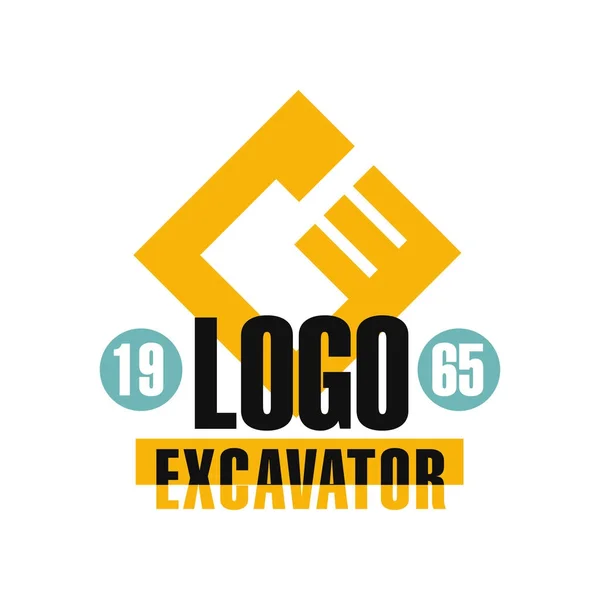 Diseño del logotipo de la excavadora, estd 1965, retroexcavadora servicio etiqueta vector ilustración — Vector de stock