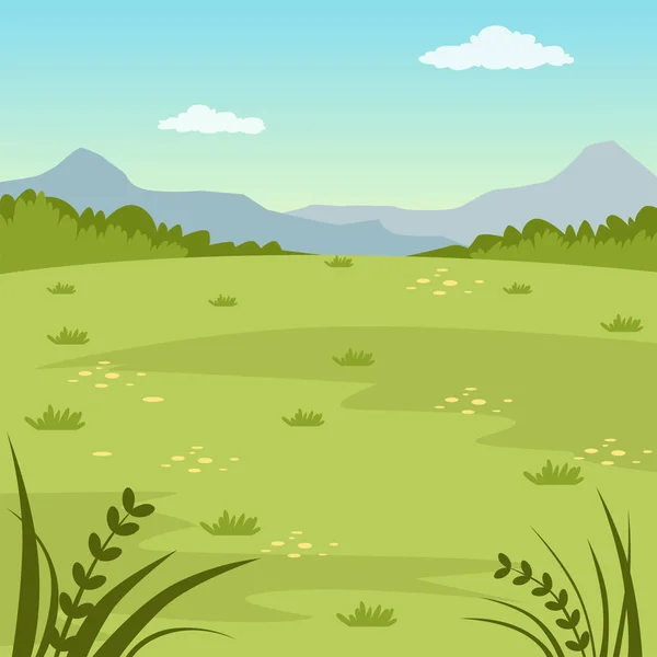 Campo verde, paisaje rural de verano, naturaleza fondo vector ilustración — Vector de stock