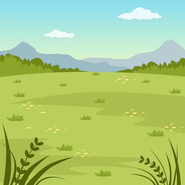 Campo verde, paisaje rural de verano, naturaleza fondo vector ilustración — Archivo Imágenes Vectoriales