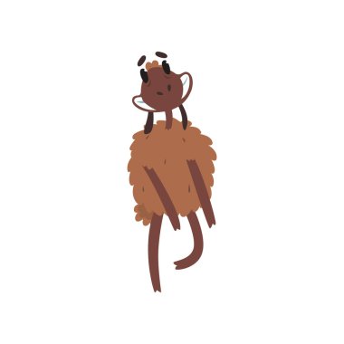 Komik mutlu kahverengi koyun karakter karikatür vektör çizim dans