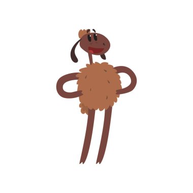 Komik koyun tutuşup onun bel karikatür vektör çizim üzerinde karakter