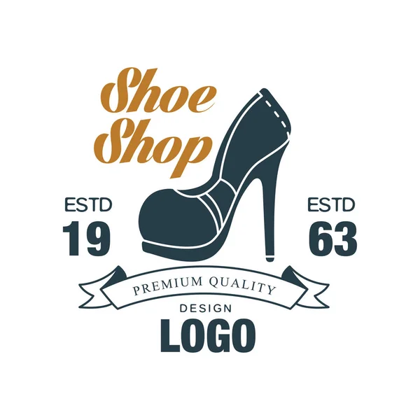 Loja de sapatos, logotipo de design de qualidade premium, estd 1963 emblema do vintage para sapateiro, loja de sapatos e vetor de reparação de sapatos Ilustração — Vetor de Stock