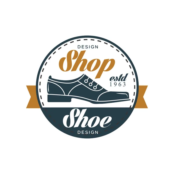 Logo magasin de chaussures, estd 1963 vintage badge rond pour cordonnier, magasin de chaussures et chaussures vecteur de réparation Illustration — Image vectorielle