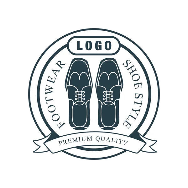 Obuwie, styl butów, logo jakości premium vintage odznaka szewc, sklep buty i buty Naprawa wektor ilustracja — Wektor stockowy