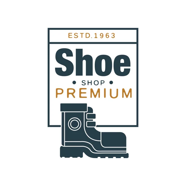 Logo premium toko sepatu, estate 1963 lencana vintage untuk merek sepatu, pembuat sepatu atau vektor perbaikan Ilustrasi - Stok Vektor