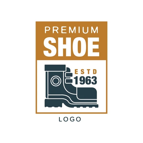 Logo sepatu premium, lencana tahun 1963 untuk merek alas kaki, pembuat sepatu atau vektor perbaikan Ilustrasi - Stok Vektor