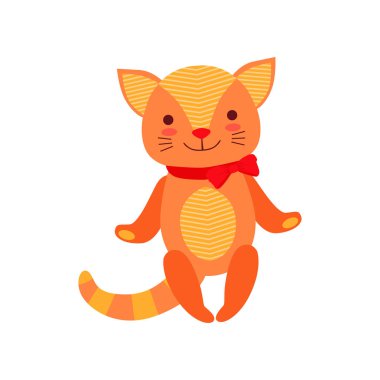 Sevimli yumuşak kedicik peluş oyuncak, oyuncak Karikatür hayvan vektör çizim