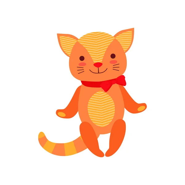 Милый мягкий котенок плюшевая игрушка, чучело мультяшный вектор животных Иллюстрация — стоковый вектор