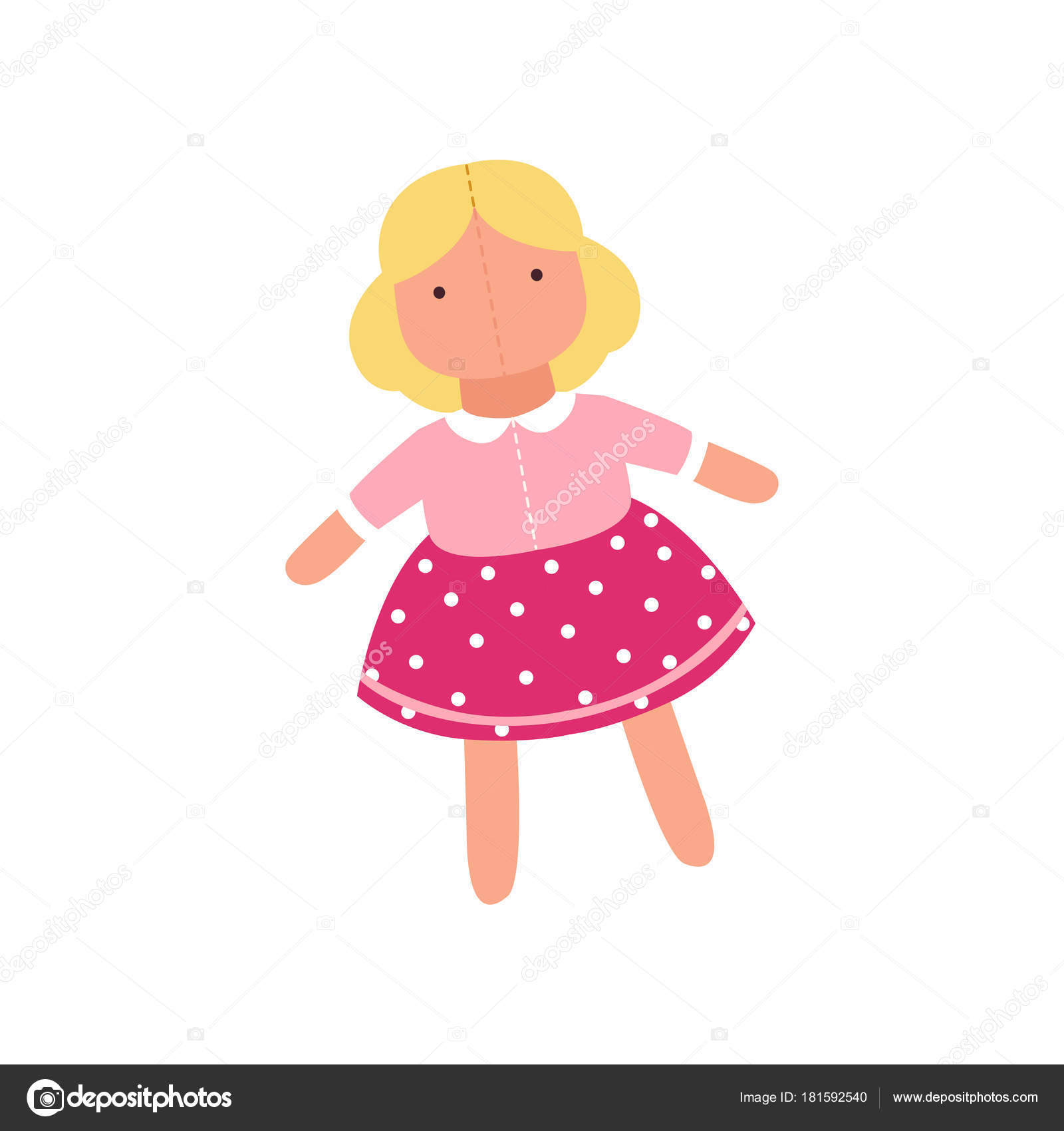 Cute soft doll toy, stuffed sewing toy cartoon animal vector Illustration â Stock Vector
