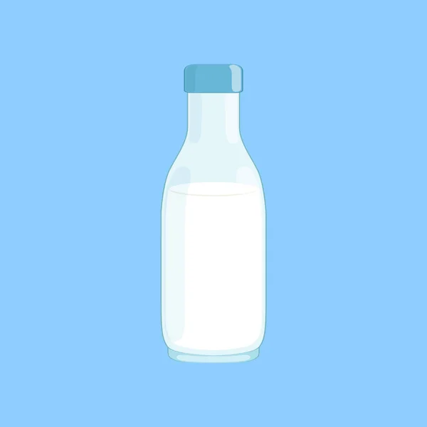 Bouteille remplie de lait, illustration vectorielle de produits laitiers frais et sains — Image vectorielle