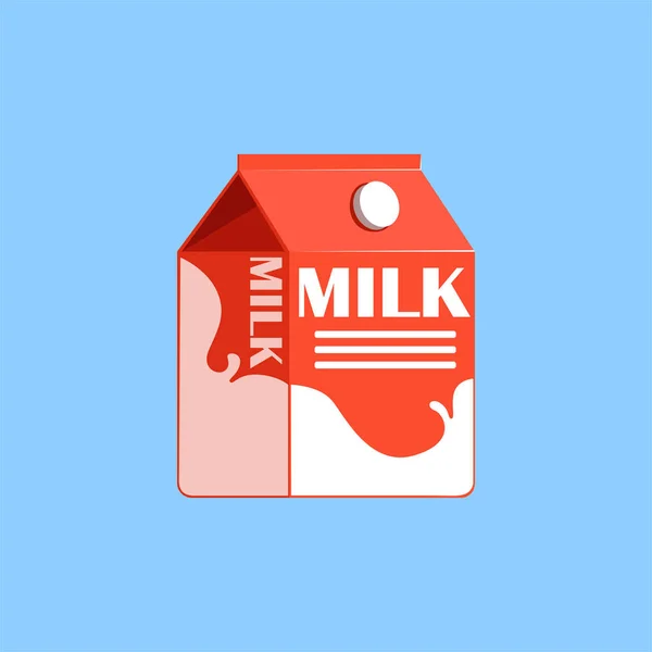 Boîte en carton rouge de lait, illustration vectorielle de produits laitiers frais et sains — Image vectorielle