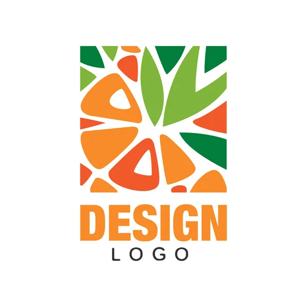 Abstraktní ovoce logo šablona. Barevné ploché vektorový design pro bio obchod, šťáva label, zdravé potraviny obchod nebo Vegetariánská Kavárna. Ikona v obdélníkovém tvaru. — Stockový vektor