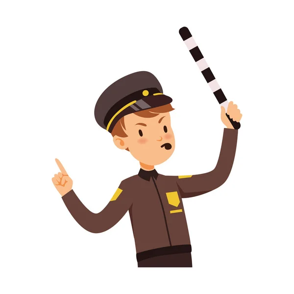 Carácter oficial de policía que gestiona el tráfico por carretera, vector policía de tráfico Ilustración — Vector de stock