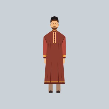 Muslim man in tradition costume, representative of religious confession vector Illustration clipart