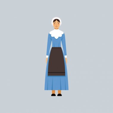 Geleneksel mavi elbiseli, dini itiraf vektör çizim temsilcisi Mennonite veya amich kadın