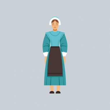 Mennonite veya amich içinde kadın geleneksel, dini itiraf vektör çizim temsilcisi