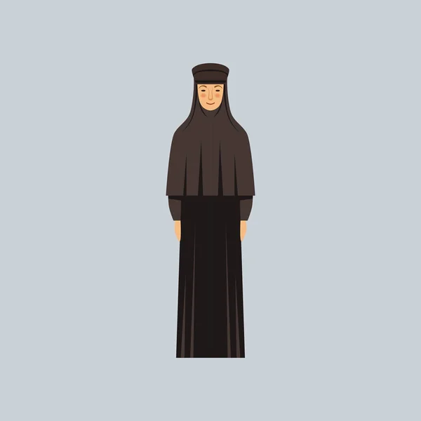 Orthodox nun, representative of religious confession vector Illustration — Stock Vector