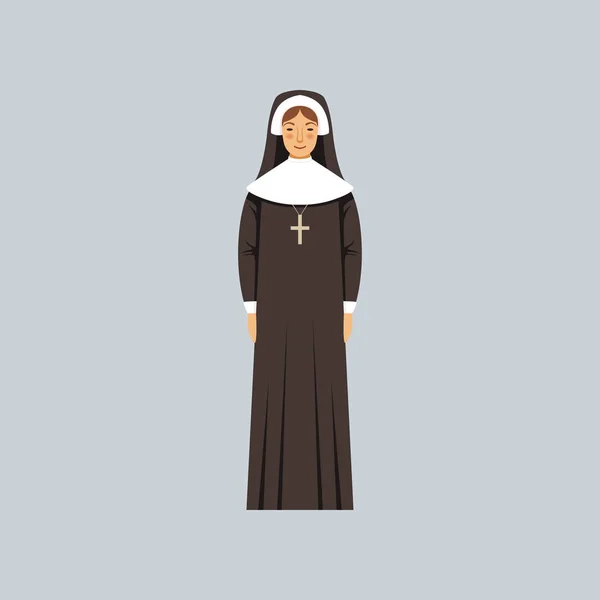 Monja católica, representante del vector confesión religiosa Ilustración — Archivo Imágenes Vectoriales