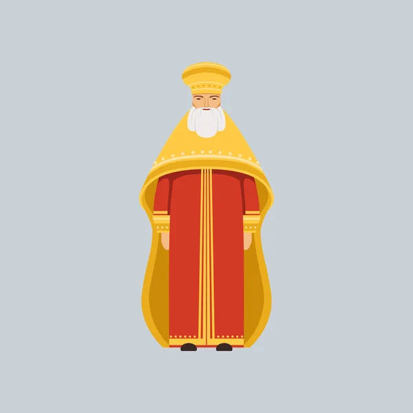 Prawosławny metropolita w czerwony kapłańska, przedstawiciel wyznanie religijne wektor ilustracja — Wektor stockowy