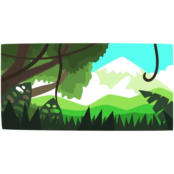 Deep tropical jungle background, tropical forest scenery in a day time vector illustration — Stock Vector