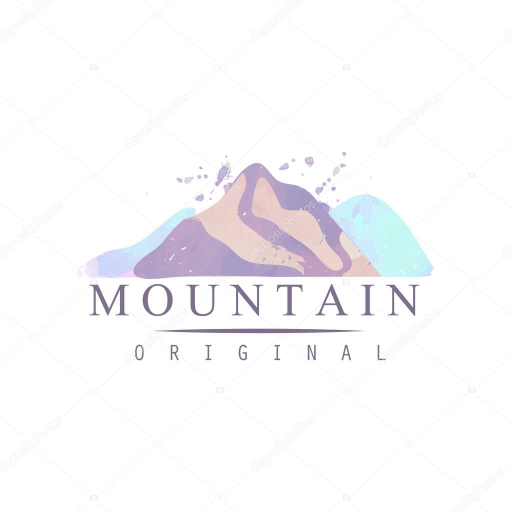 Mountain original logo template, tourism, hiking and outdoor adventures emblem, retro wilderness badge vector Illustration