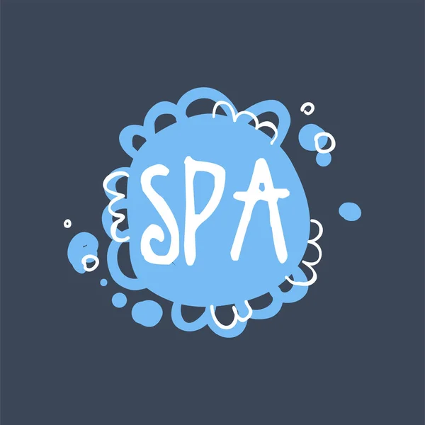 Spa logo, kleurrijke badge voor wellness, yoga center, gezondheid en cosmetica label, hand getekende vector illustratie — Stockvector