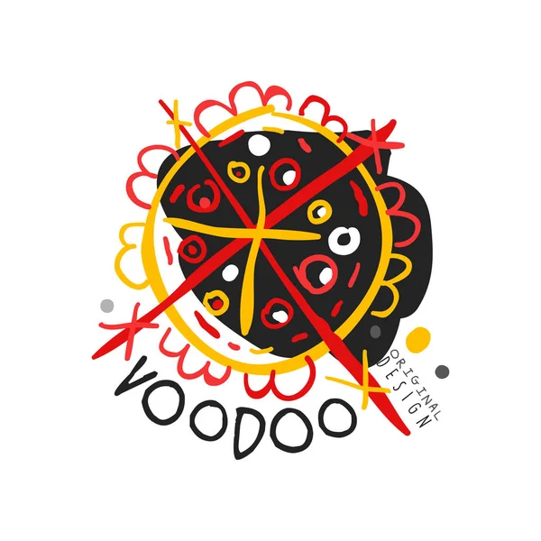 Eredeti absztrakt színes Voodoo magic logó sablon design. Hagyományos vallás és kultúra. Kézzel rajzolt misztikus vektoros illusztráció — Stock Vector