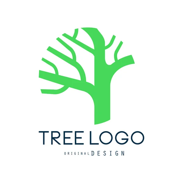 Ağaç logo özgün tasarım, yeşil eco biyo rozet, soyut organik öğesi vektör çizim — Stok Vektör