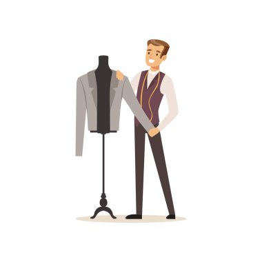 Erkek giyim Tasarımcısı veya bir terzi Atölyesi vektör çizim çalışma