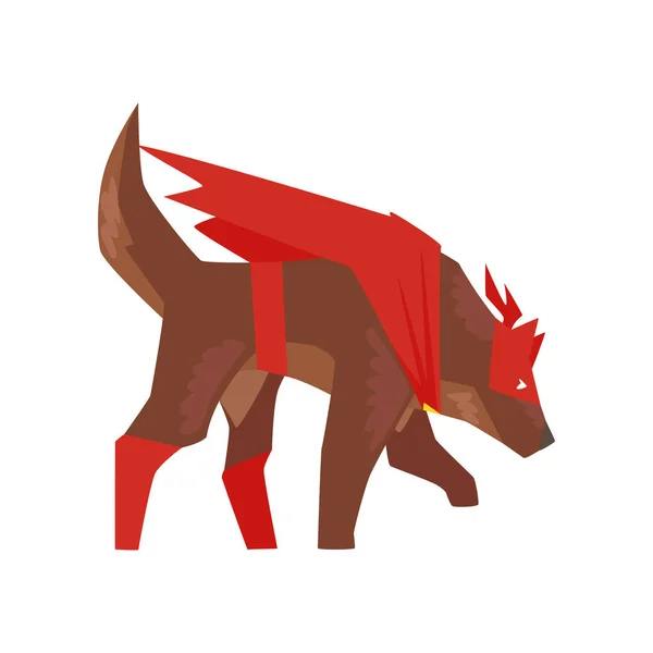 Süper kahraman köpek karakteri koklama, Süper köpek kırmızı pelerin ve maske karikatür vektör çizim giymiş — Stok Vektör