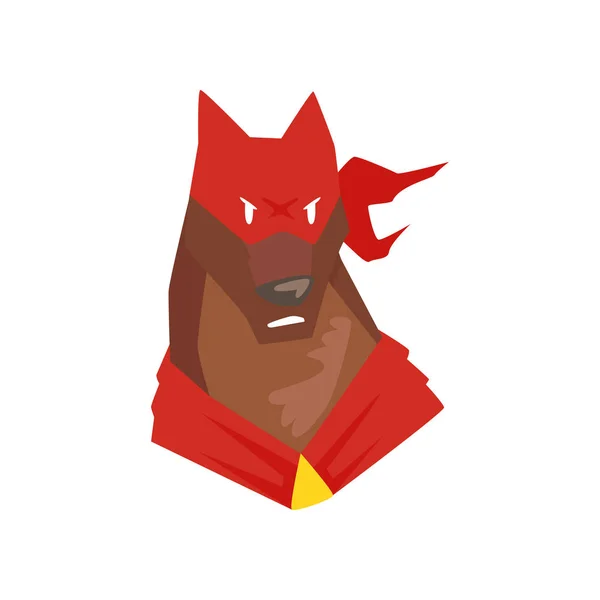 スーパー ヒーロー犬赤マスク漫画ベクトル図の文字 — ストックベクタ