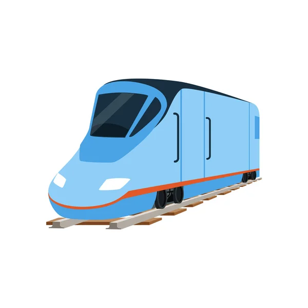 Velocidade moderna trem azul locomotiva vetor Ilustração — Vetor de Stock